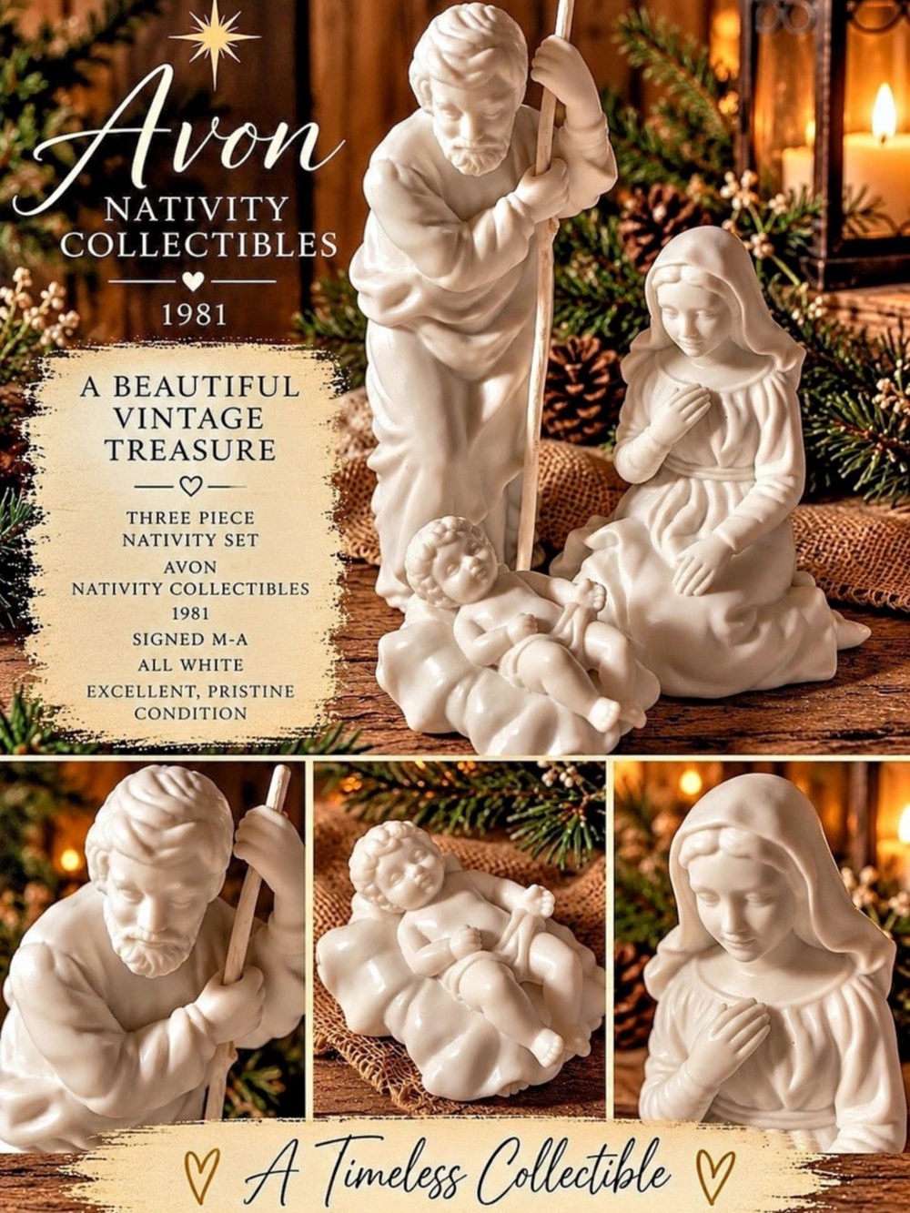 Vintage Avon Nativity Collectibles The Holy Family 3-Piece Set Holy Family Three